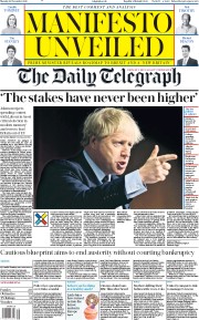 The Daily Telegraph () Newspaper Front Page for 25 November 2019
