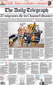 The Daily Telegraph () Newspaper Front Page for 25 November 2021