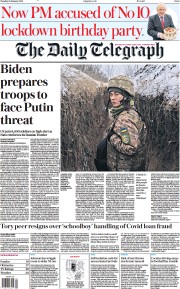The Daily Telegraph () Newspaper Front Page for 25 January 2022
