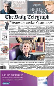 The Daily Telegraph () Newspaper Front Page for 25 February 2017