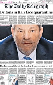 The Daily Telegraph () Newspaper Front Page for 25 February 2020