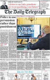 The Daily Telegraph () Newspaper Front Page for 25 March 2020