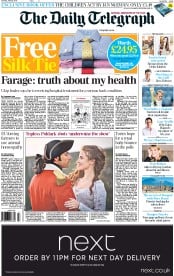 The Daily Telegraph () Newspaper Front Page for 25 April 2015