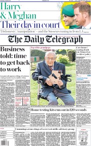 The Daily Telegraph () Newspaper Front Page for 25 April 2020