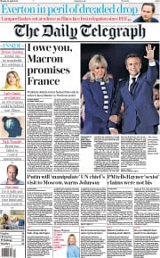 The Daily Telegraph () Newspaper Front Page for 25 April 2022
