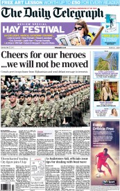 The Daily Telegraph () Newspaper Front Page for 25 May 2013