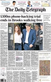 The Daily Telegraph () Newspaper Front Page for 25 June 2014