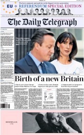 The Daily Telegraph () Newspaper Front Page for 25 June 2016