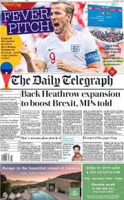 The Daily Telegraph () Newspaper Front Page for 25 June 2018