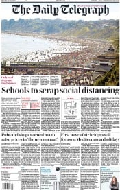 The Daily Telegraph () Newspaper Front Page for 25 June 2020