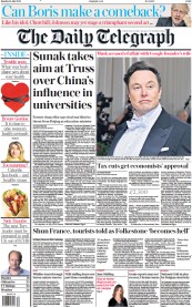 The Daily Telegraph () Newspaper Front Page for 25 July 2022