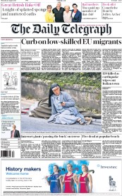 The Daily Telegraph () Newspaper Front Page for 25 August 2016