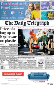 The Daily Telegraph () Newspaper Front Page for 25 August 2018