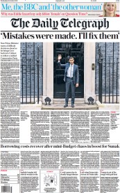 The Daily Telegraph () Newspaper Front Page for 26 October 2022