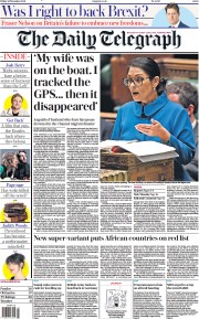 The Daily Telegraph () Newspaper Front Page for 26 November 2021