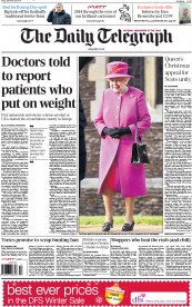 The Daily Telegraph () Newspaper Front Page for 26 December 2014