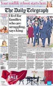 The Daily Telegraph () Newspaper Front Page for 26 December 2022