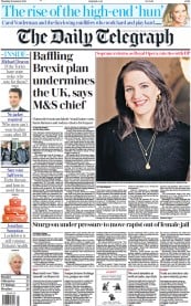 The Daily Telegraph () Newspaper Front Page for 26 January 2023