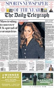 The Daily Telegraph () Newspaper Front Page for 26 February 2020