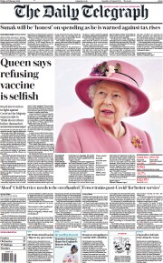 The Daily Telegraph () Newspaper Front Page for 26 February 2021