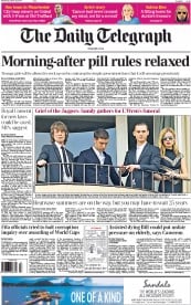 The Daily Telegraph () Newspaper Front Page for 26 March 2014