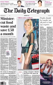 The Daily Telegraph () Newspaper Front Page for 26 April 2013