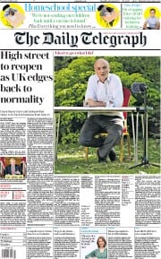 The Daily Telegraph () Newspaper Front Page for 26 May 2020