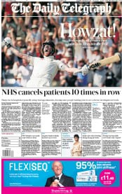 The Daily Telegraph () Newspaper Front Page for 26 August 2019