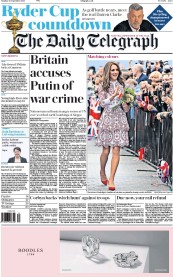 The Daily Telegraph () Newspaper Front Page for 26 September 2016