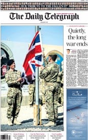 The Daily Telegraph () Newspaper Front Page for 27 October 2014