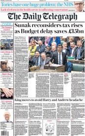 The Daily Telegraph () Newspaper Front Page for 27 October 2022