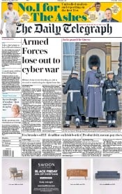 The Daily Telegraph () Newspaper Front Page for 27 November 2017