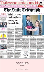 The Daily Telegraph () Newspaper Front Page for 27 November 2021
