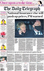The Daily Telegraph () Newspaper Front Page for 27 January 2022