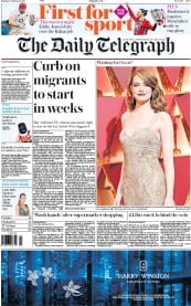 The Daily Telegraph () Newspaper Front Page for 27 February 2017