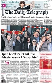 The Daily Telegraph () Newspaper Front Page for 27 April 2016