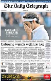 The Daily Telegraph () Newspaper Front Page for 27 June 2013