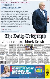 The Daily Telegraph () Newspaper Front Page for 27 June 2016