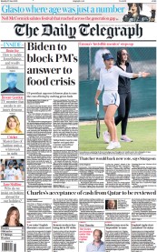 The Daily Telegraph () Newspaper Front Page for 27 June 2022