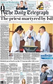 The Daily Telegraph () Newspaper Front Page for 27 July 2016