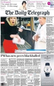 The Daily Telegraph () Newspaper Front Page for 27 August 2015