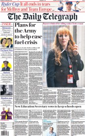 The Daily Telegraph () Newspaper Front Page for 27 September 2021
