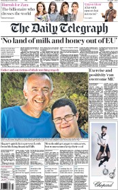 The Daily Telegraph () Newspaper Front Page for 28 October 2015