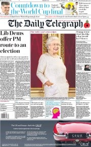 The Daily Telegraph () Newspaper Front Page for 28 October 2019