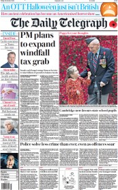 The Daily Telegraph () Newspaper Front Page for 28 October 2022
