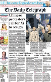 The Daily Telegraph () Newspaper Front Page for 28 November 2022