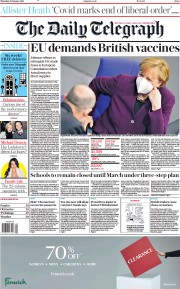 The Daily Telegraph () Newspaper Front Page for 28 January 2021