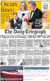 The Daily Telegraph () Newspaper Front Page for 28 February 2017