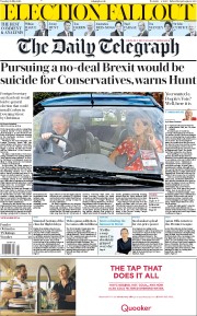 The Daily Telegraph () Newspaper Front Page for 28 May 2019