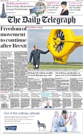 The Daily Telegraph () Newspaper Front Page for 28 July 2017